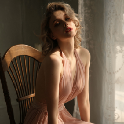 Ким - розовое розовое женское ночное платье с глубоким обнаженным и ползуным эффектом