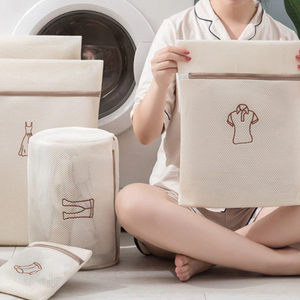 Laundry bags for travel or dirty linen with descriptive patterns