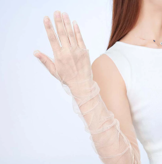 Paire de gants en tulle transparents ultra fins pour femmes