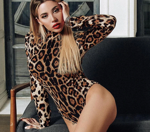 Nea - Body Top Women Long Sleeve With Leopard Prints