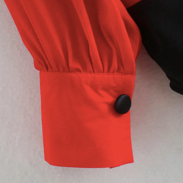 combinaison la maison du body rouge et noire avec manches longues effet chauve souris chic tenue élégante femme occasions culotte