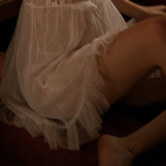 Feeri - винтажная бесшовная женщина ночное платье с нежной вышивкой